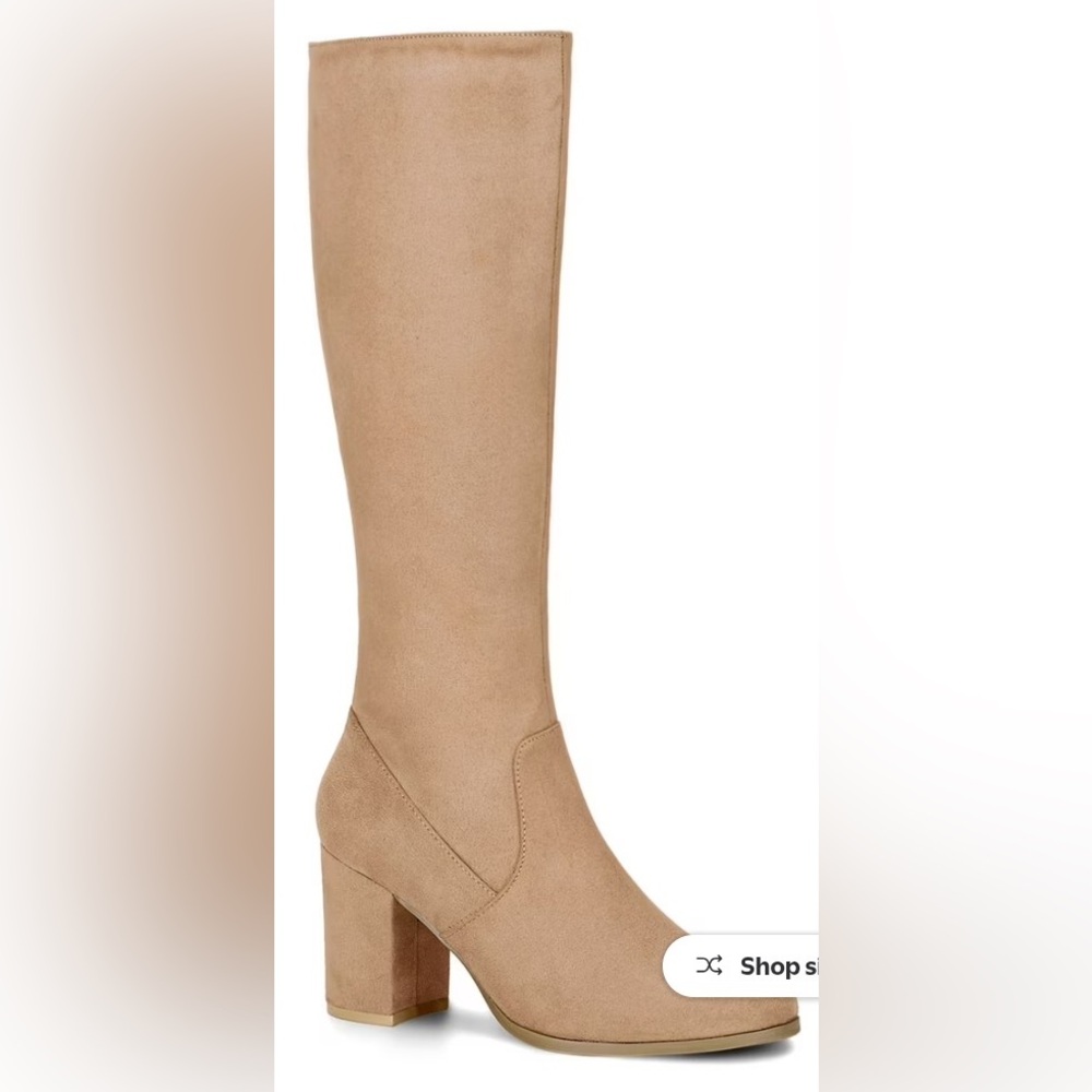 Allegra K Tan Over the Knee Boots